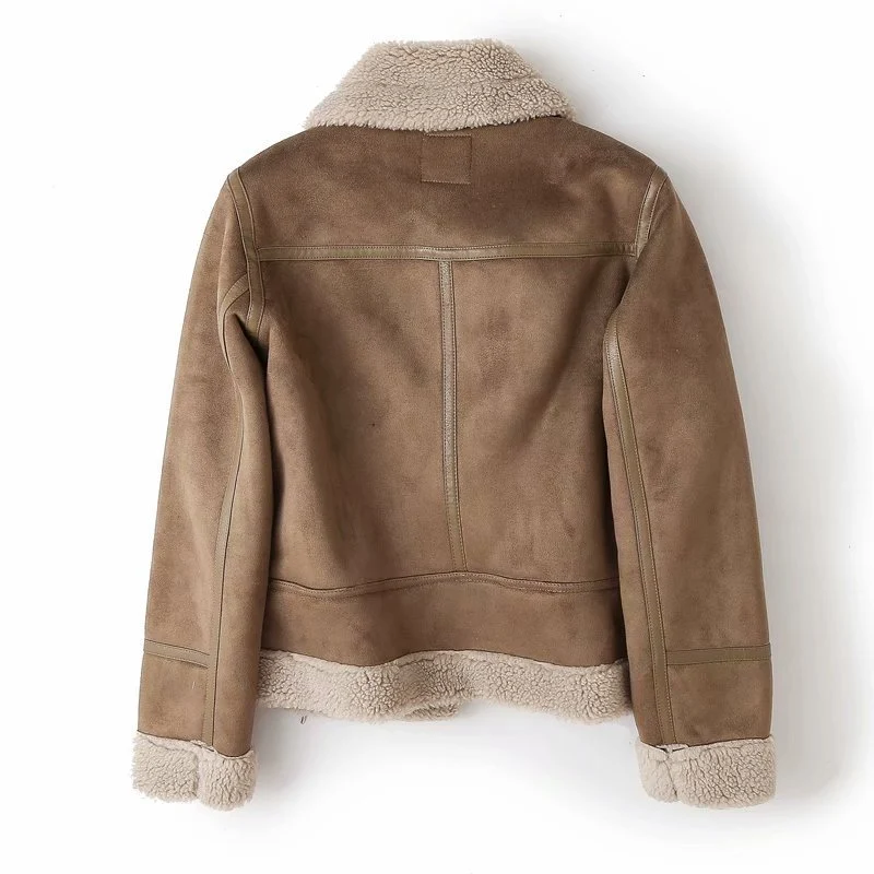 Bikerjacke Damen | Kurzschnitt mit Kragen und Reißverschluss