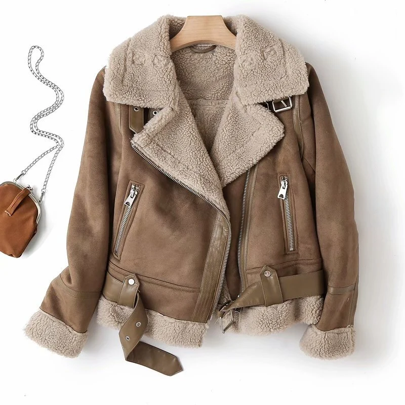 Bikerjacke Damen | Kurzschnitt mit Kragen und Reißverschluss