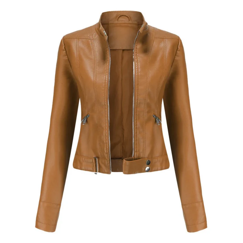 Bikerjacke Damen | Kurz mit Reißverschluss und Seitentaschen