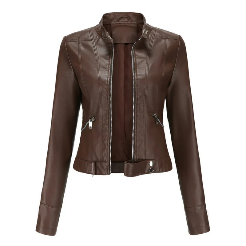 Bikerjacke Damen | Kurz mit Reißverschluss und Seitentaschen