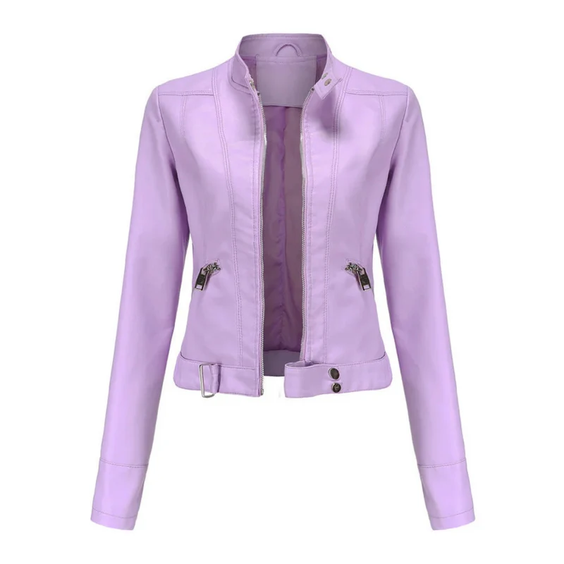 Bikerjacke Damen | Kurz mit Reißverschluss und Seitentaschen