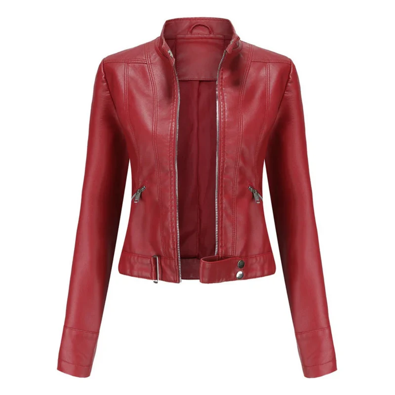 Bikerjacke Damen | Kurz mit Reißverschluss und Seitentaschen