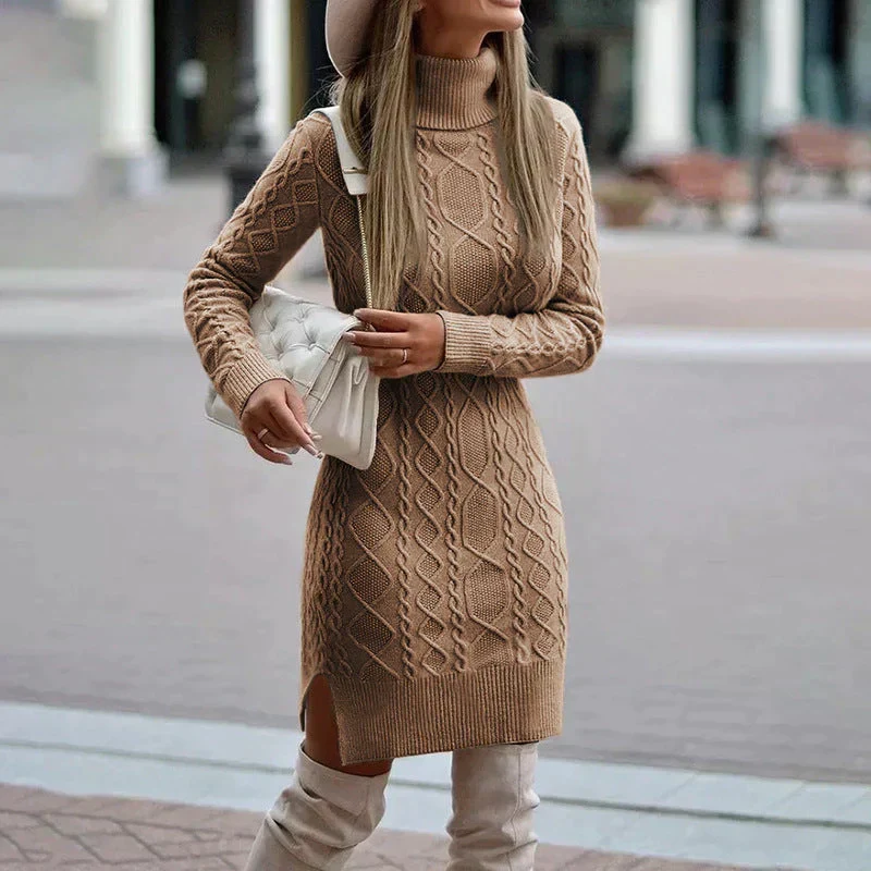 Damen Winter Strickkleid | Mit Rollkragen für kühle Tage
