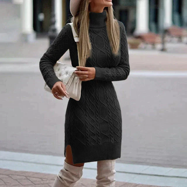 Damen Winter Strickkleid | Mit Rollkragen für kühle Tage