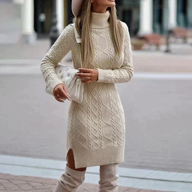 Damen Winter Strickkleid | Mit Rollkragen für kühle Tage