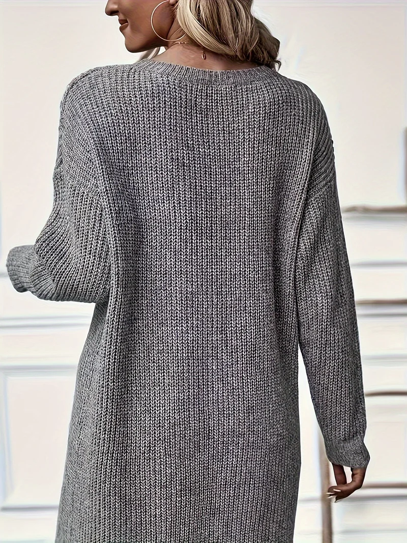 Strickkleid Damen Asymmetrisch | Langarm für Herbst und Winter