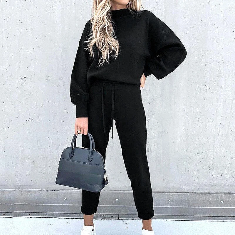 Damen Zweiteiler Set | Freizeitanzug mit Pullover und Hose