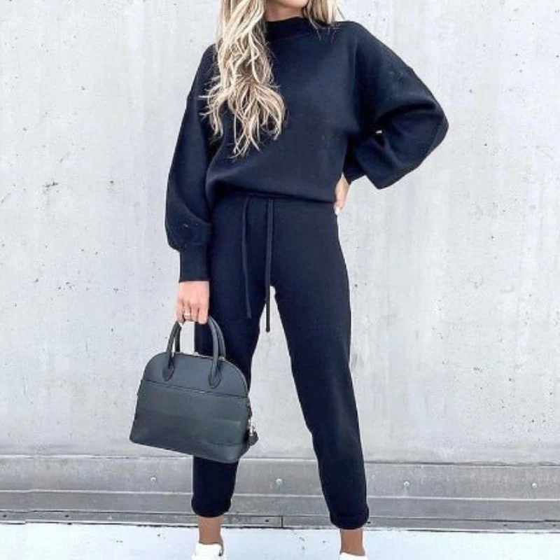 Damen Zweiteiler Set | Freizeitanzug mit Pullover und Hose