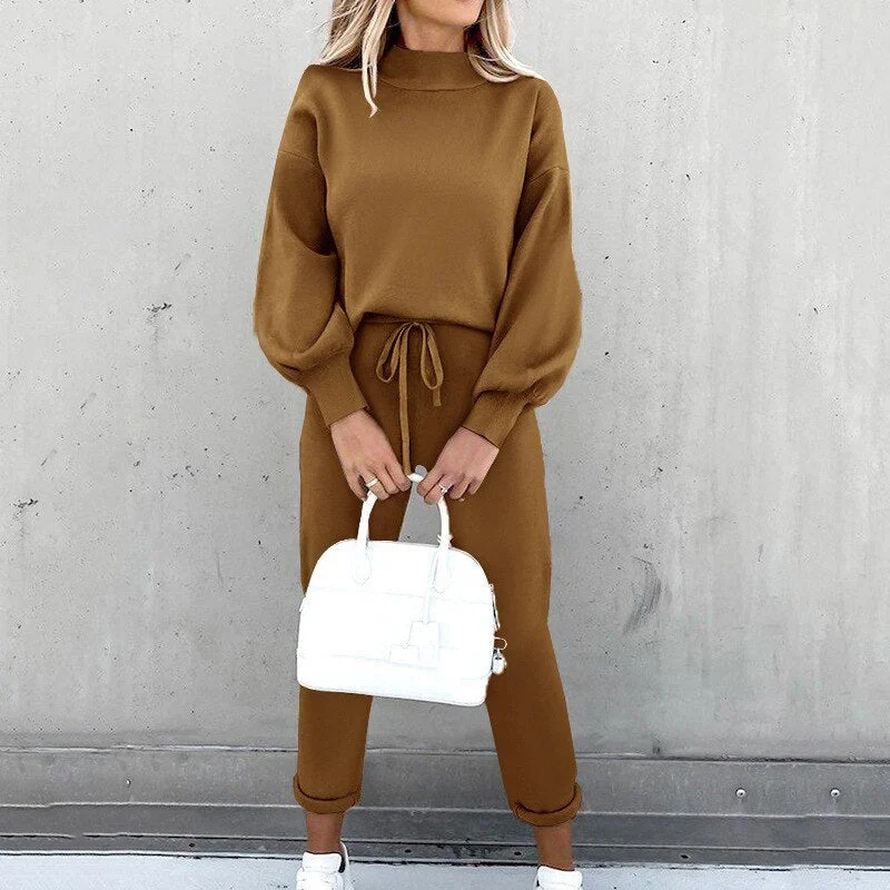 Damen Zweiteiler Set | Freizeitanzug mit Pullover und Hose