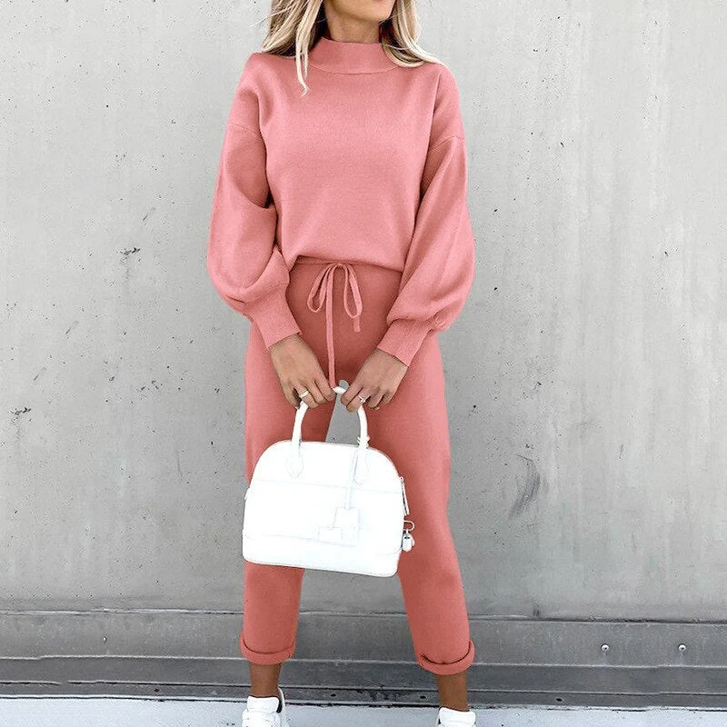 Damen Zweiteiler Set | Freizeitanzug mit Pullover und Hose
