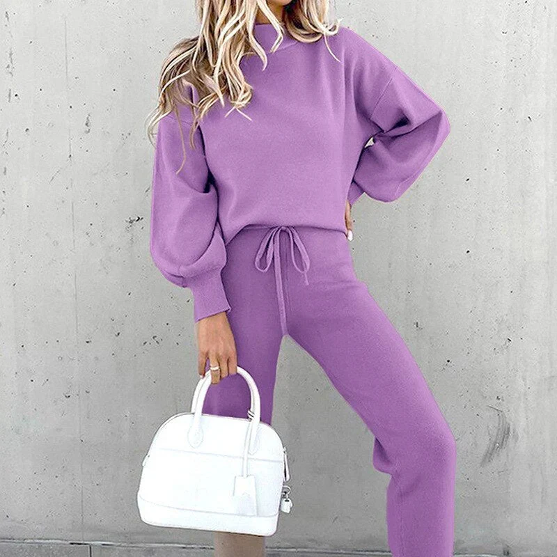 Damen Zweiteiler Set | Freizeitanzug mit Pullover und Hose