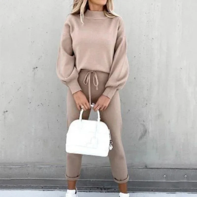 Damen Zweiteiler Set | Freizeitanzug mit Pullover und Hose
