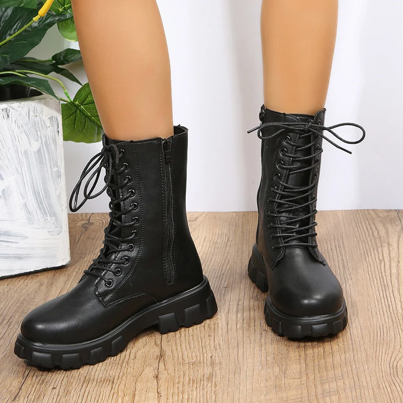 Damen Dirndl Schuhe | Hohe Schnürung Mit Breiter Sohle