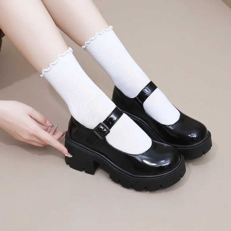 Damen Dirndl Schuhe | Schnallenriemen Mit Breiter Sohle