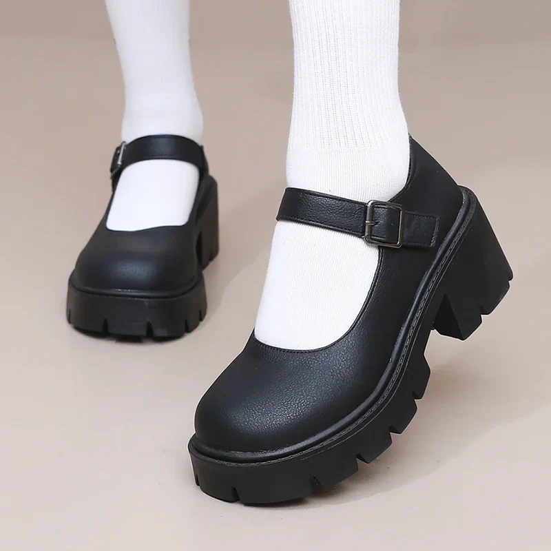 Damen Dirndl Schuhe | Schnallenriemen Mit Breiter Sohle