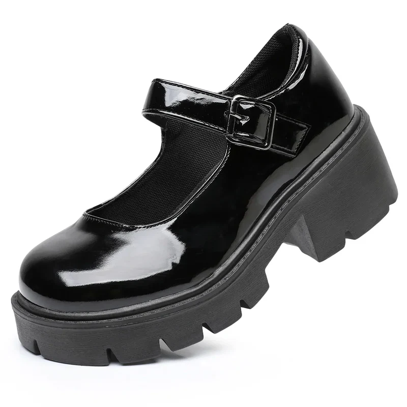 Damen Dirndl Schuhe | Schnallenriemen Mit Breiter Sohle