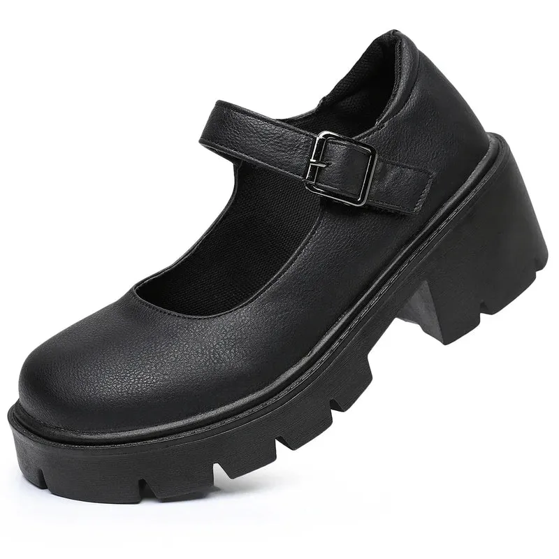 Damen Dirndl Schuhe | Schnallenriemen Mit Breiter Sohle