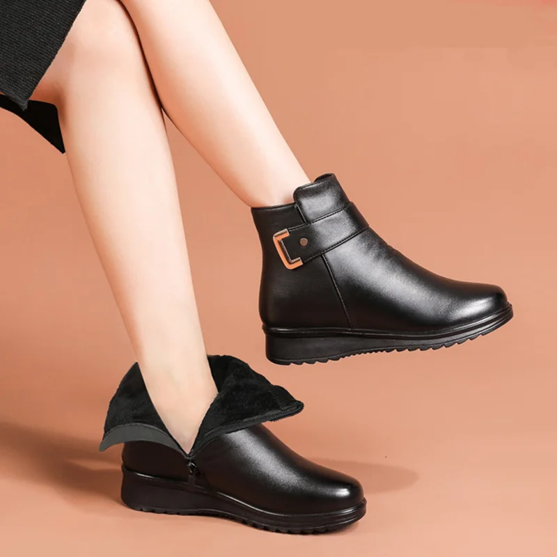 Damen Winter Stiefeletten | Warm Gefüttert mit Schnallendetail