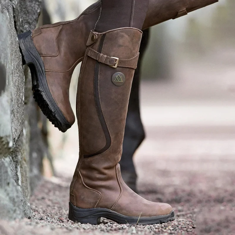 Damen Winter Stiefel | Kniehoch Reitstil mit Schnalle