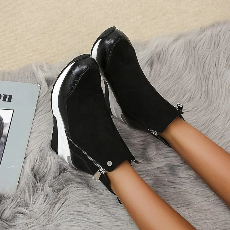 Stiefelette Damen Keilabsatz | Rutschfest Warm Gefüttert