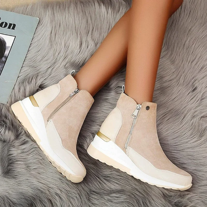 Stiefelette Damen Keilabsatz | Rutschfest Warm Gefüttert