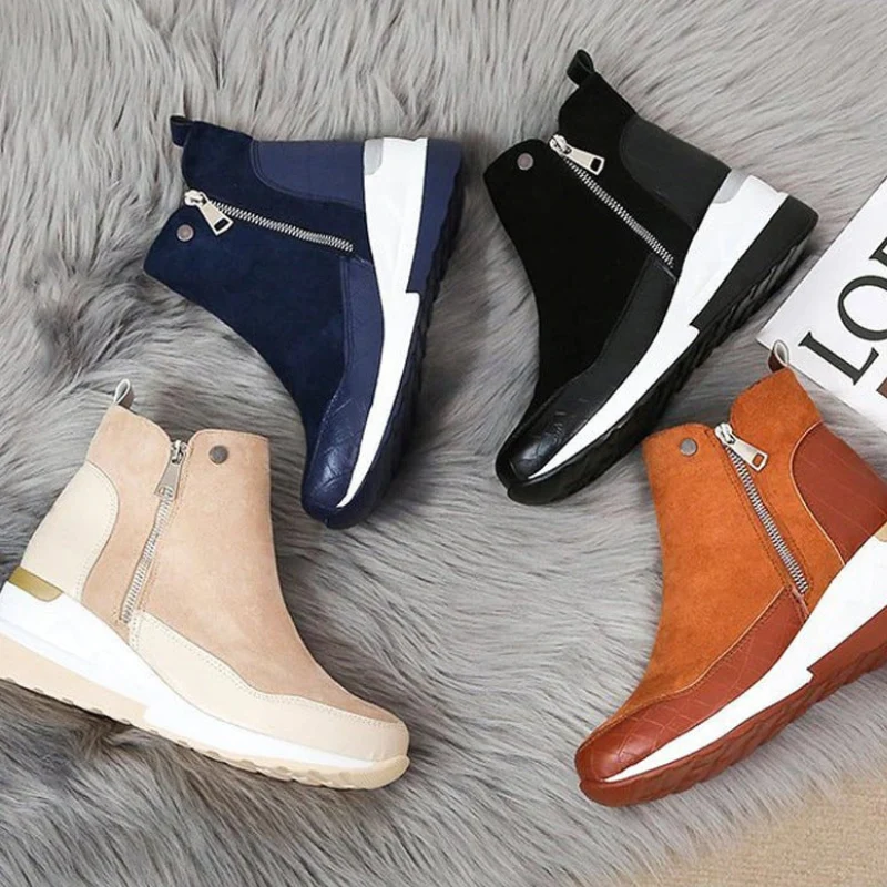 Stiefelette Damen Keilabsatz | Rutschfest Warm Gefüttert