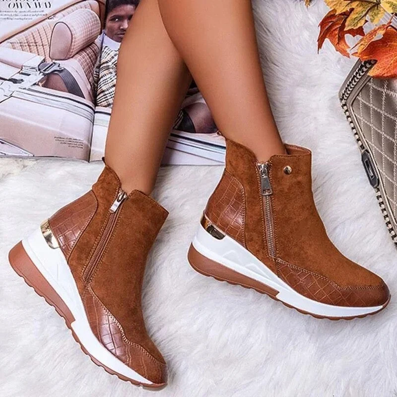 Stiefelette Damen Keilabsatz | Rutschfest Warm Gefüttert