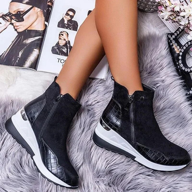 Stiefelette Damen Keilabsatz | Rutschfest Warm Gefüttert