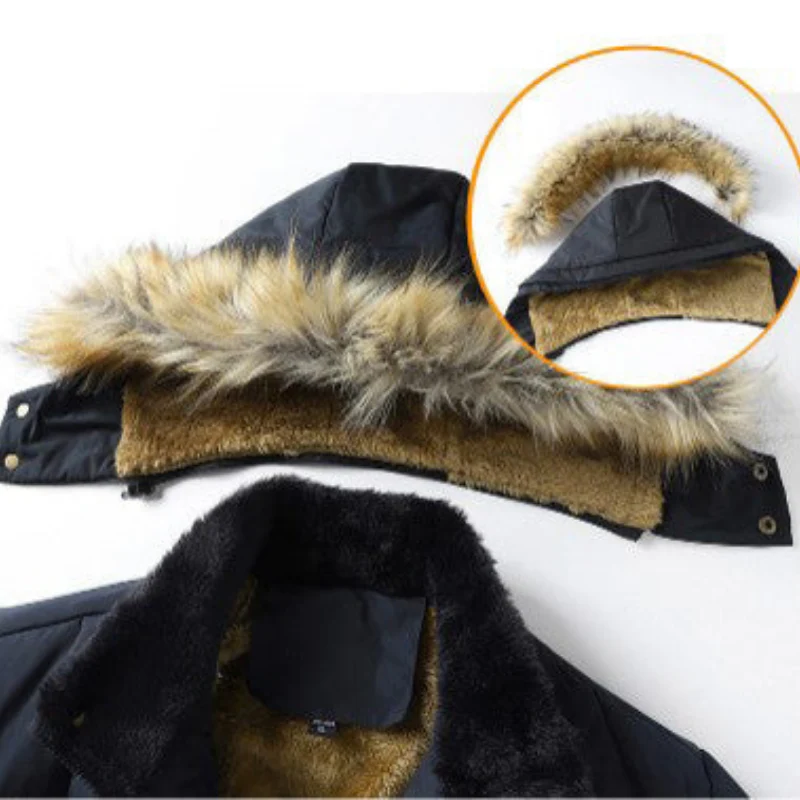 Winterjacke Herren Parka Warm | Abnehmbare Kapuze