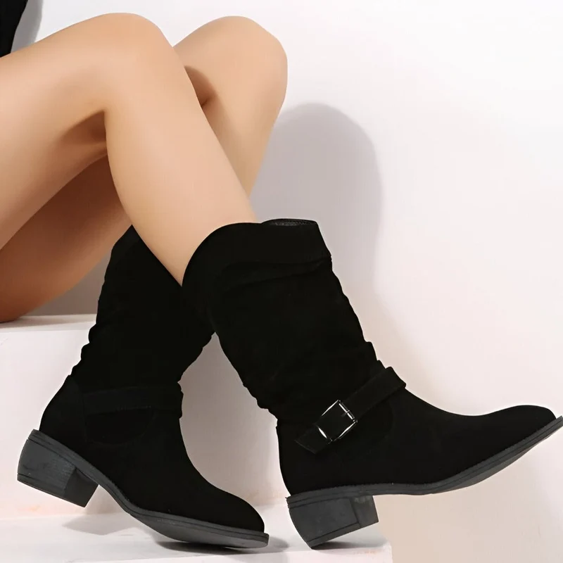 Stiefelette Damen Elegant Komfort | Wildleder Look Niedriger Absatz