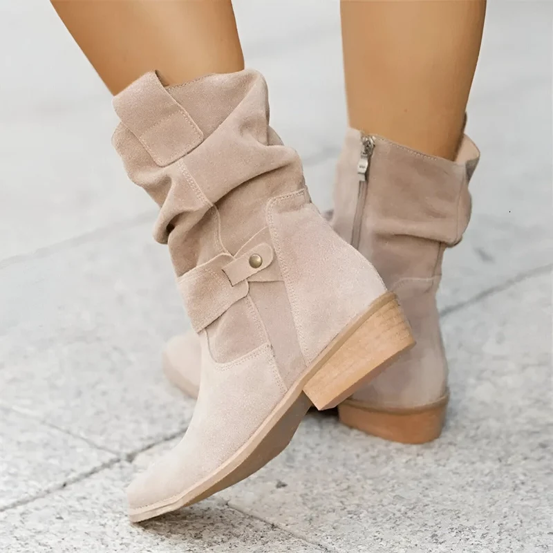 Stiefelette Damen Elegant Komfort | Wildleder Look Niedriger Absatz