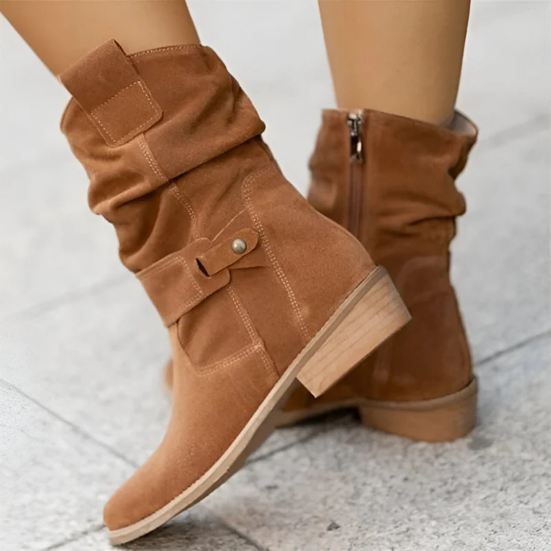 Stiefelette Damen Elegant Komfort | Wildleder Look Niedriger Absatz