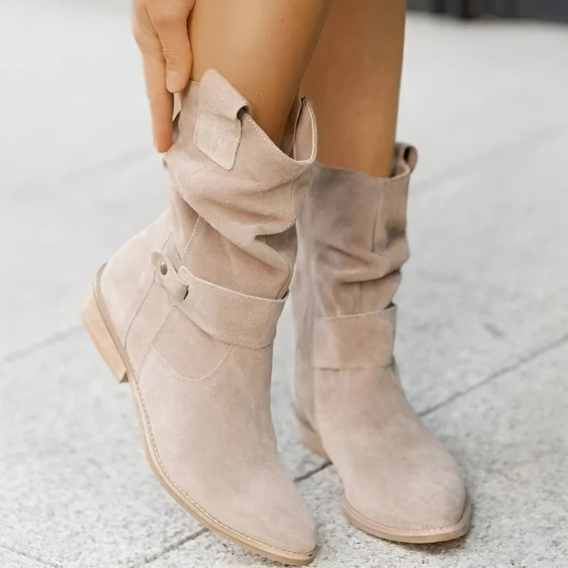 Stiefelette Damen Elegant Komfort | Wildleder Look Niedriger Absatz