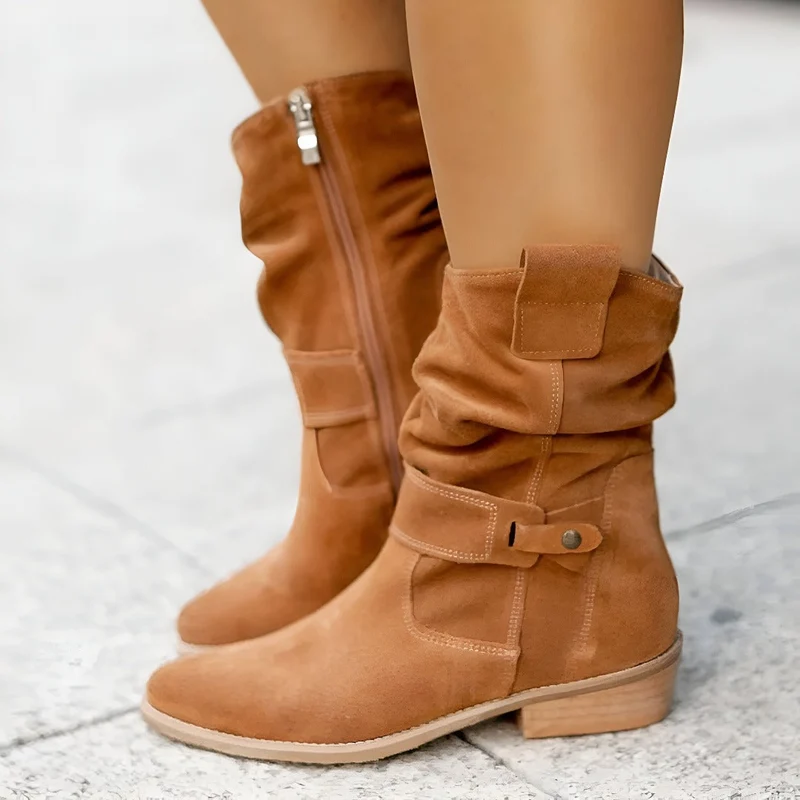 Stiefelette Damen Elegant Komfort | Wildleder Look Niedriger Absatz