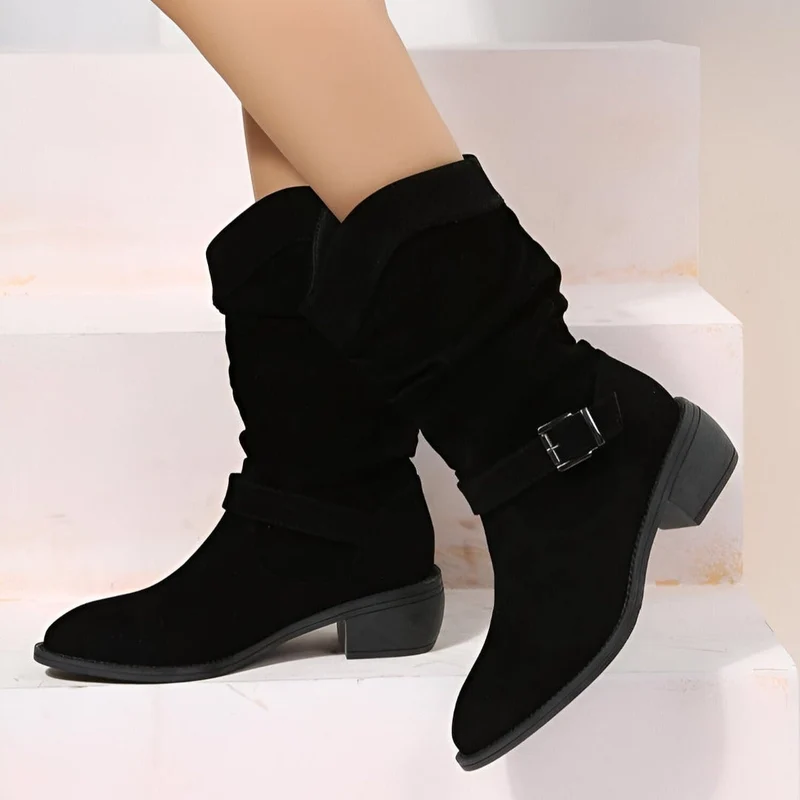 Stiefelette Damen Elegant Komfort | Wildleder Look Niedriger Absatz