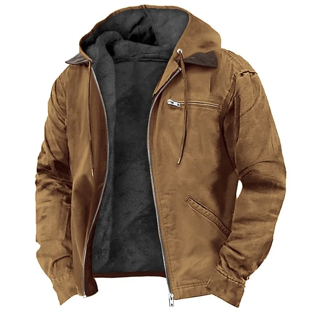 Herren Winterjacke | Lässig mit Kapuze und Reißverschlusstaschen