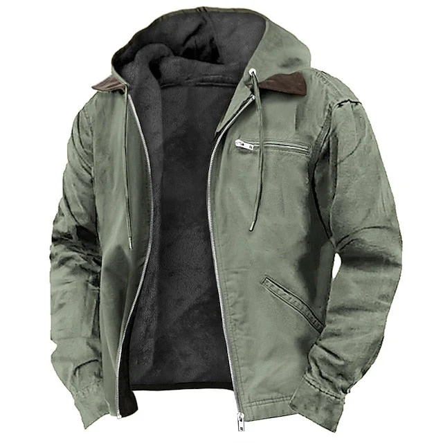 Herren Winterjacke | Lässig mit Kapuze und Reißverschlusstaschen
