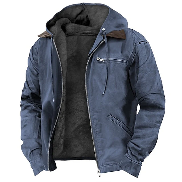Herren Winterjacke | Lässig mit Kapuze und Reißverschlusstaschen