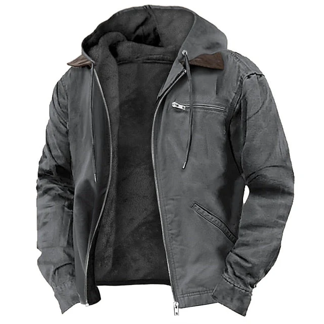 Herren Winterjacke | Lässig mit Kapuze und Reißverschlusstaschen