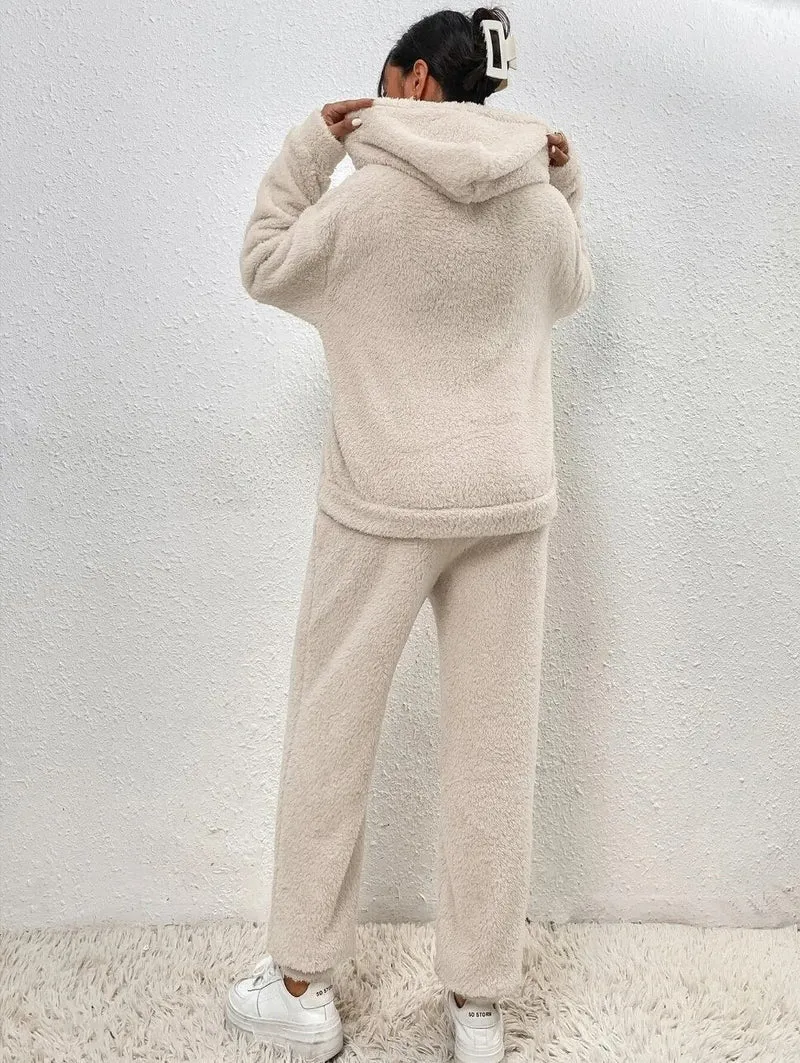 Damen Gemütlicher Teddy Hausanzug | Zweiteilig Warm