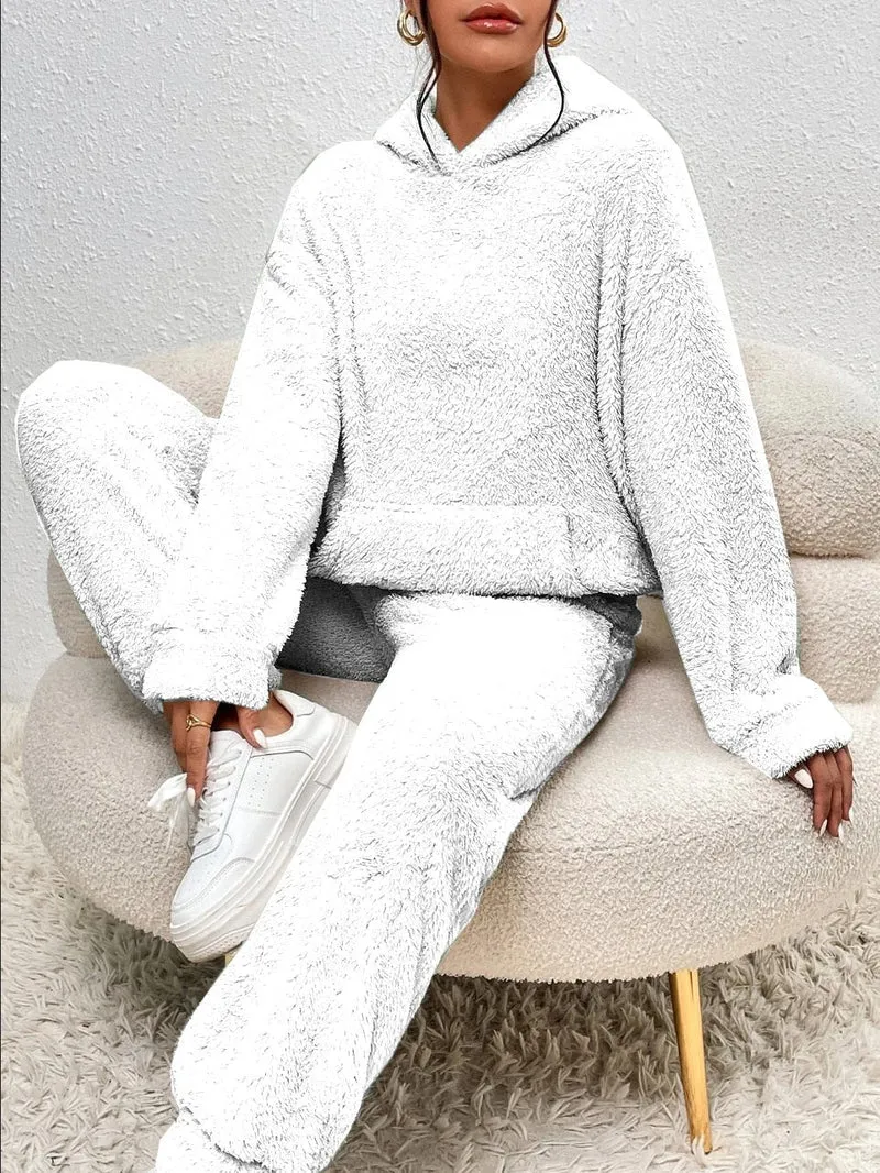 Damen Gemütlicher Teddy Hausanzug | Zweiteilig Warm