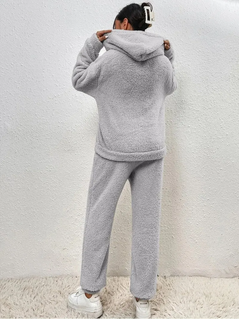 Damen Gemütlicher Teddy Hausanzug | Zweiteilig Warm