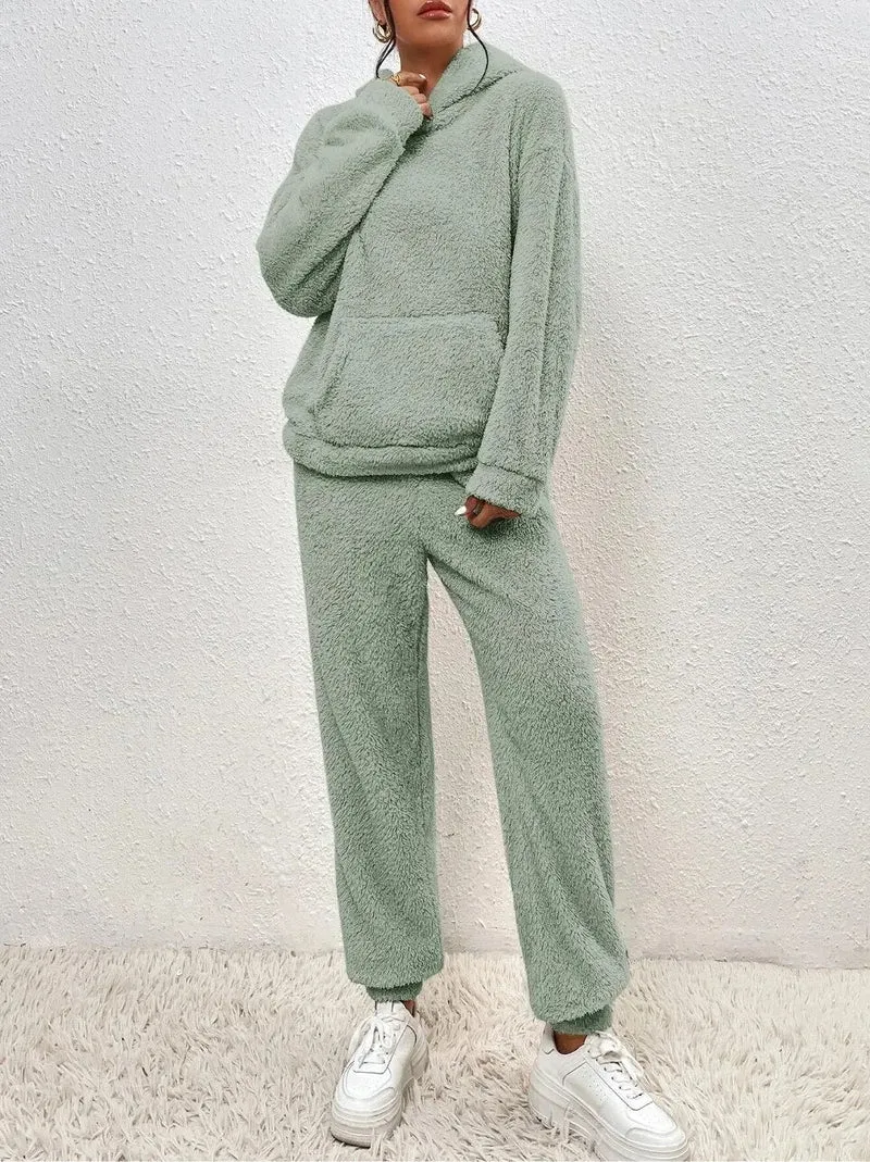 Damen Gemütlicher Teddy Hausanzug | Zweiteilig Warm