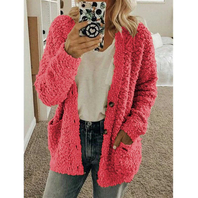 Teddy Damen Fleecejacke Mit Kapuze | Flauschiger Wintermantel