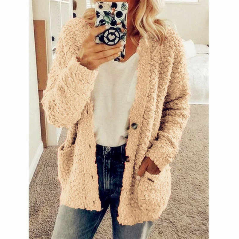 Teddy Damen Fleecejacke Mit Kapuze | Flauschiger Wintermantel