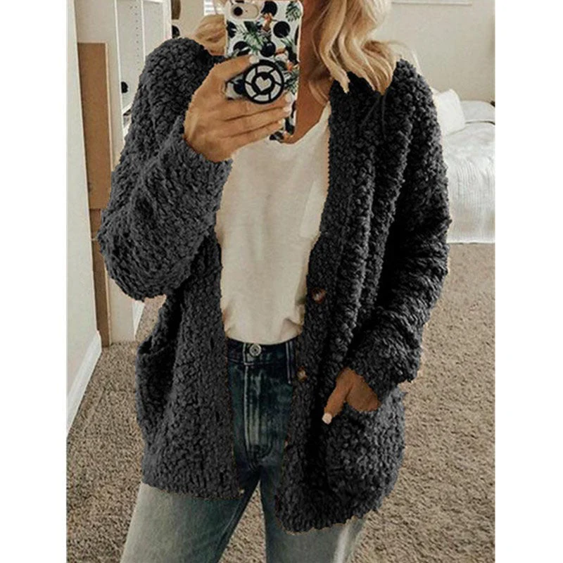 Teddy Damen Fleecejacke Mit Kapuze | Flauschiger Wintermantel