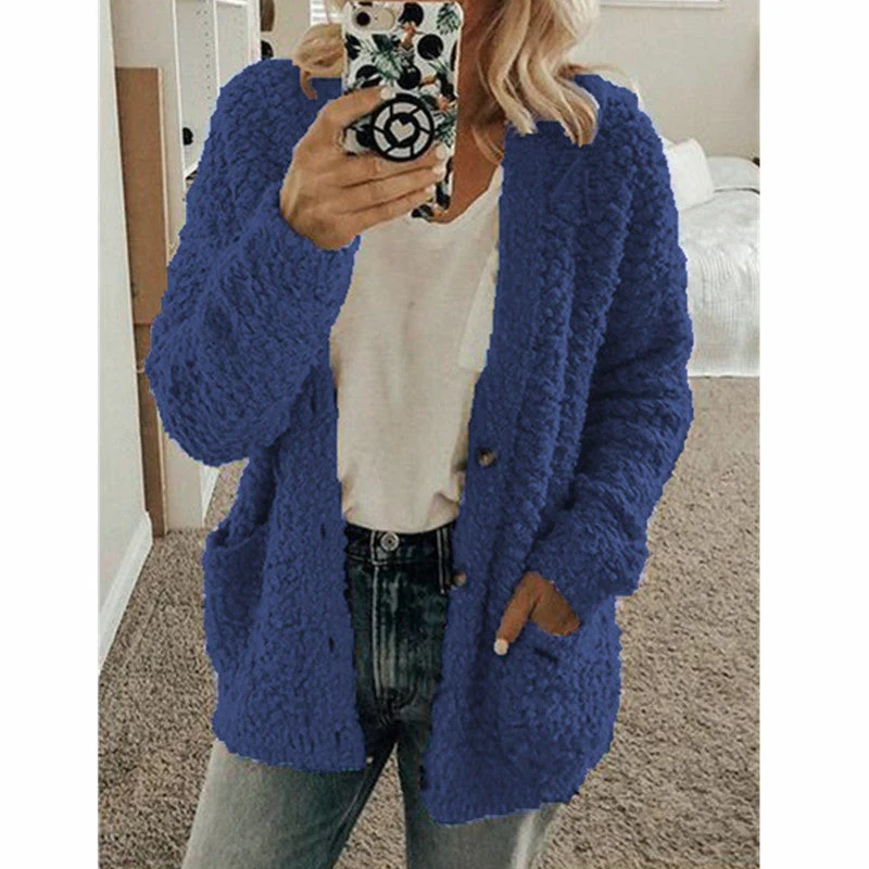 Teddy Damen Fleecejacke Mit Kapuze | Flauschiger Wintermantel