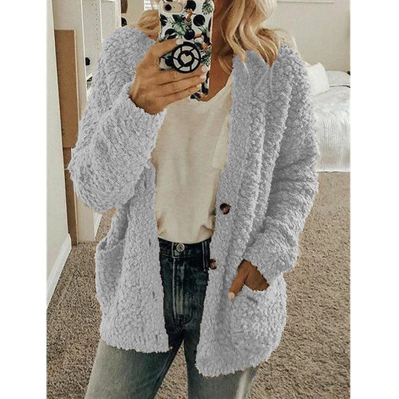 Teddy Damen Fleecejacke Mit Kapuze | Flauschiger Wintermantel