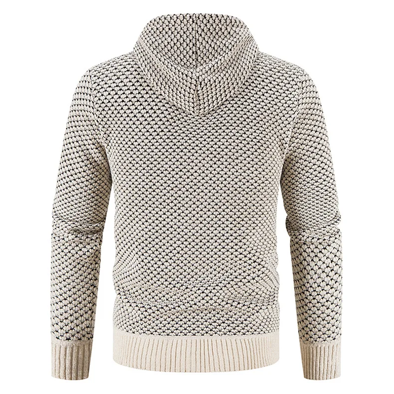 Gefütterte Herren Strickjacke Mit Kapuze | Winterjacke Mit Reißverschluss