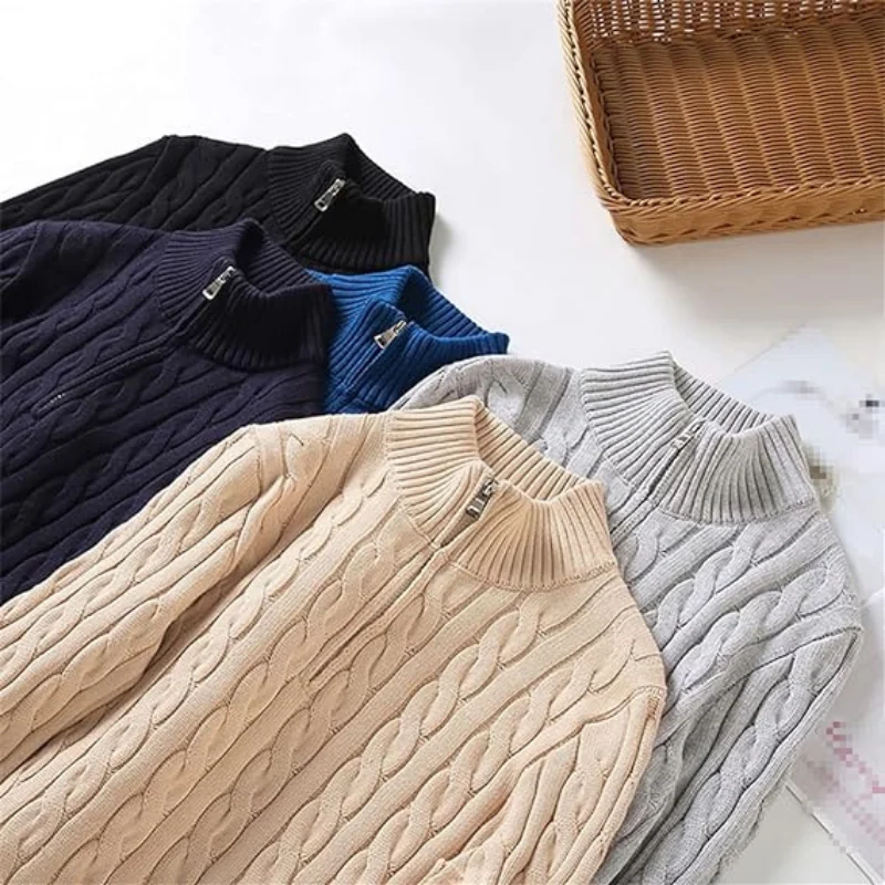 Pullover Herren Mit Reißverschluss | Strickjacke Mit Kabelmuster